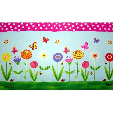 Custom Printed Rugs Custom Printed Rugs DM  19 Fun Flowers Garden Party Door Mat DM  19